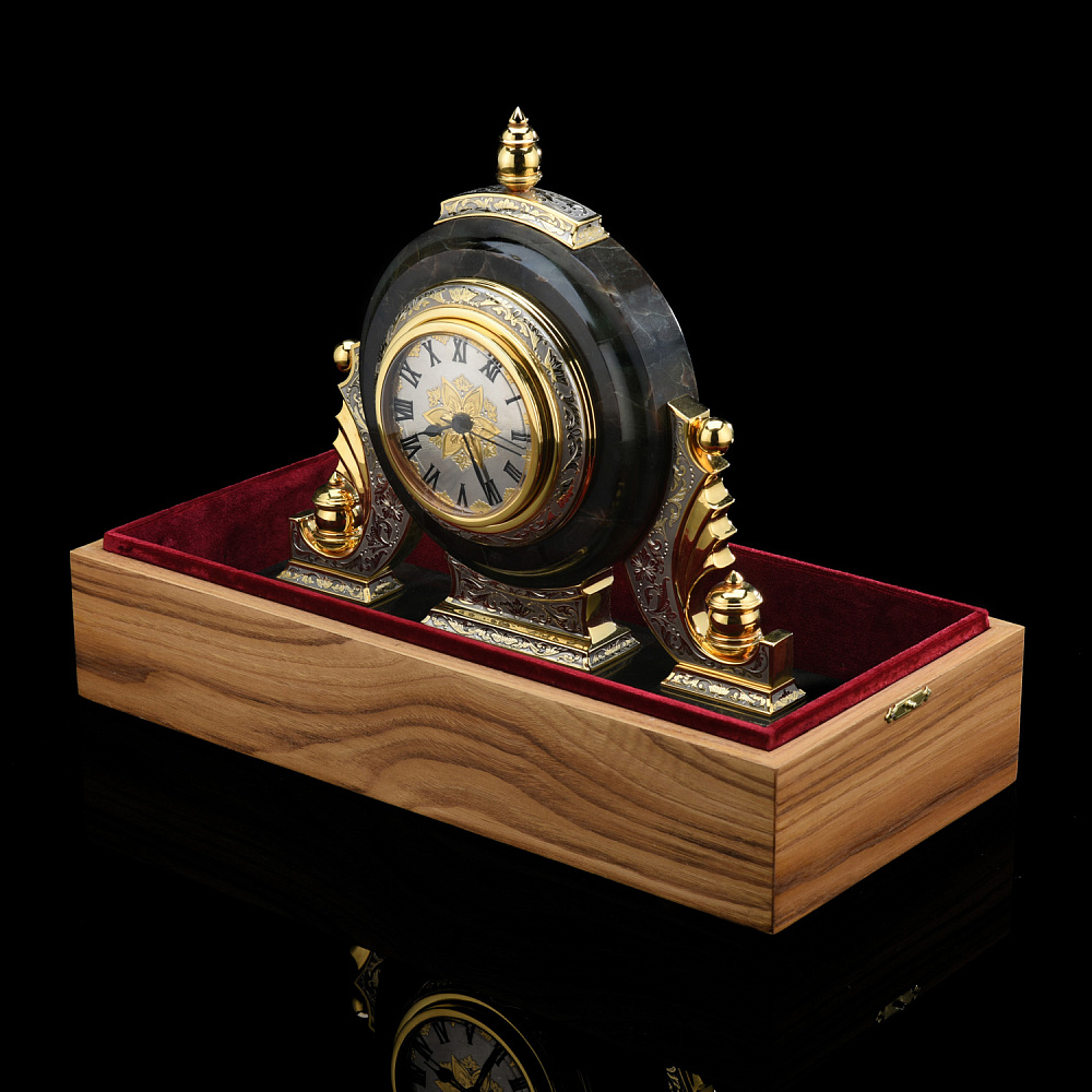 Часы настольные из камня с позолотой. Златоуст - интернет магазин Русь Велика я фото 5