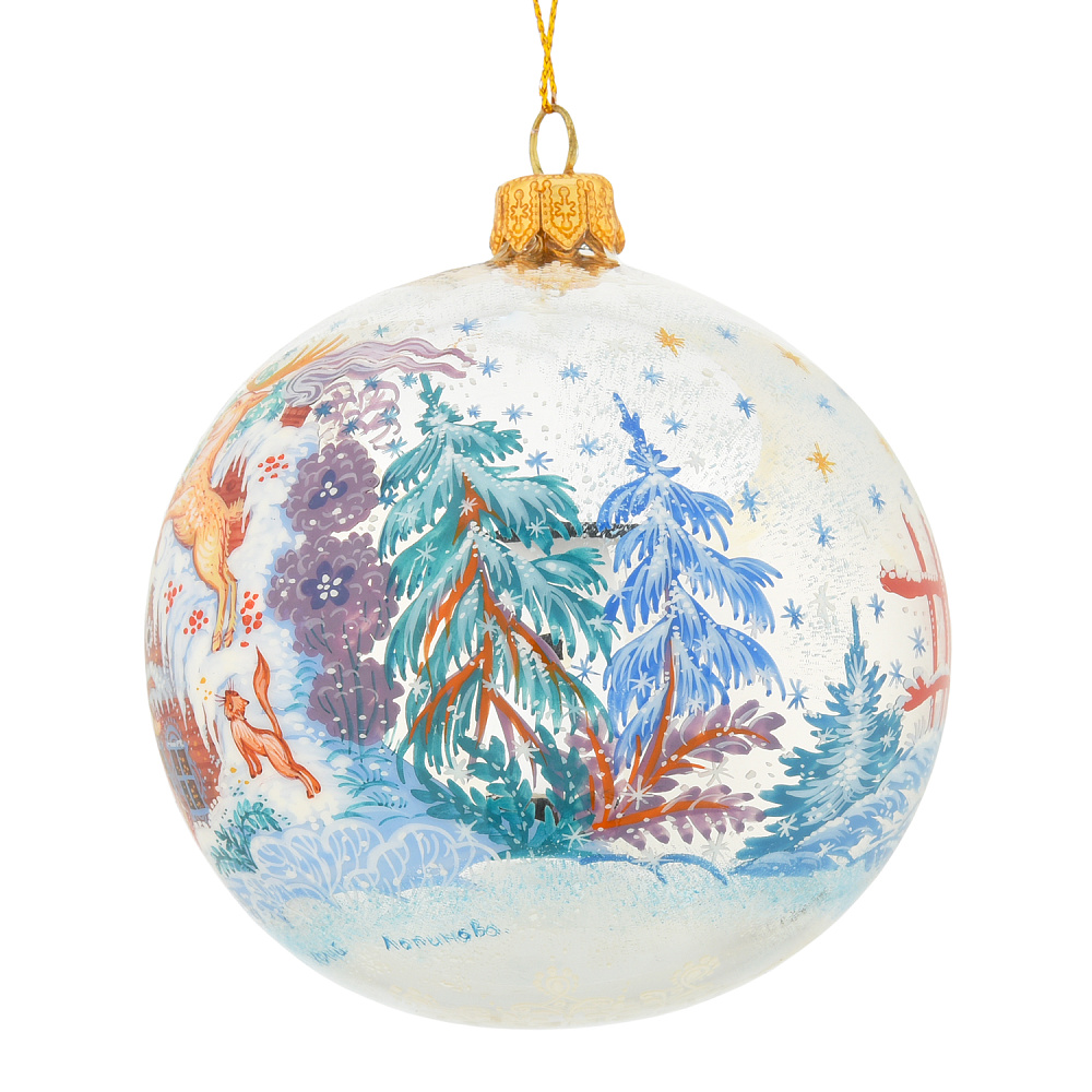 Новогодний елочный шар с росписью «Серебряное копытце» - интернет магазин Русь Велика я фото 1