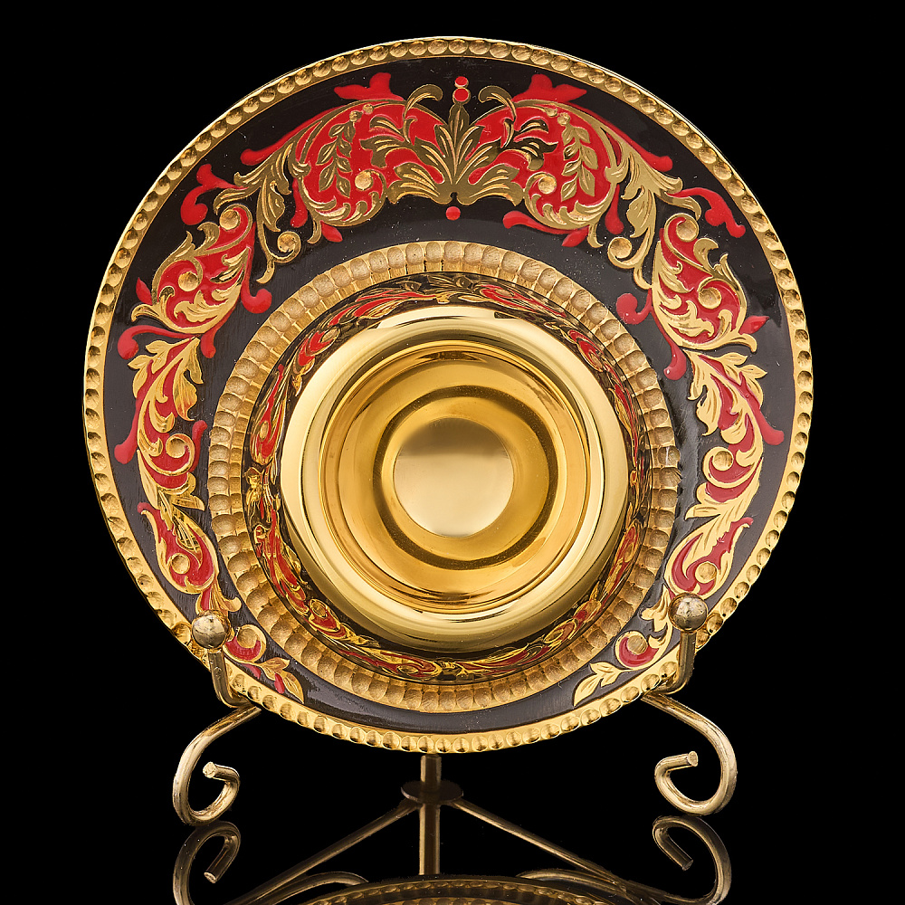 Подставка под яйцо с позолотой и эмалью. Златоуст - интернет магазин Русь Велика я фото 1