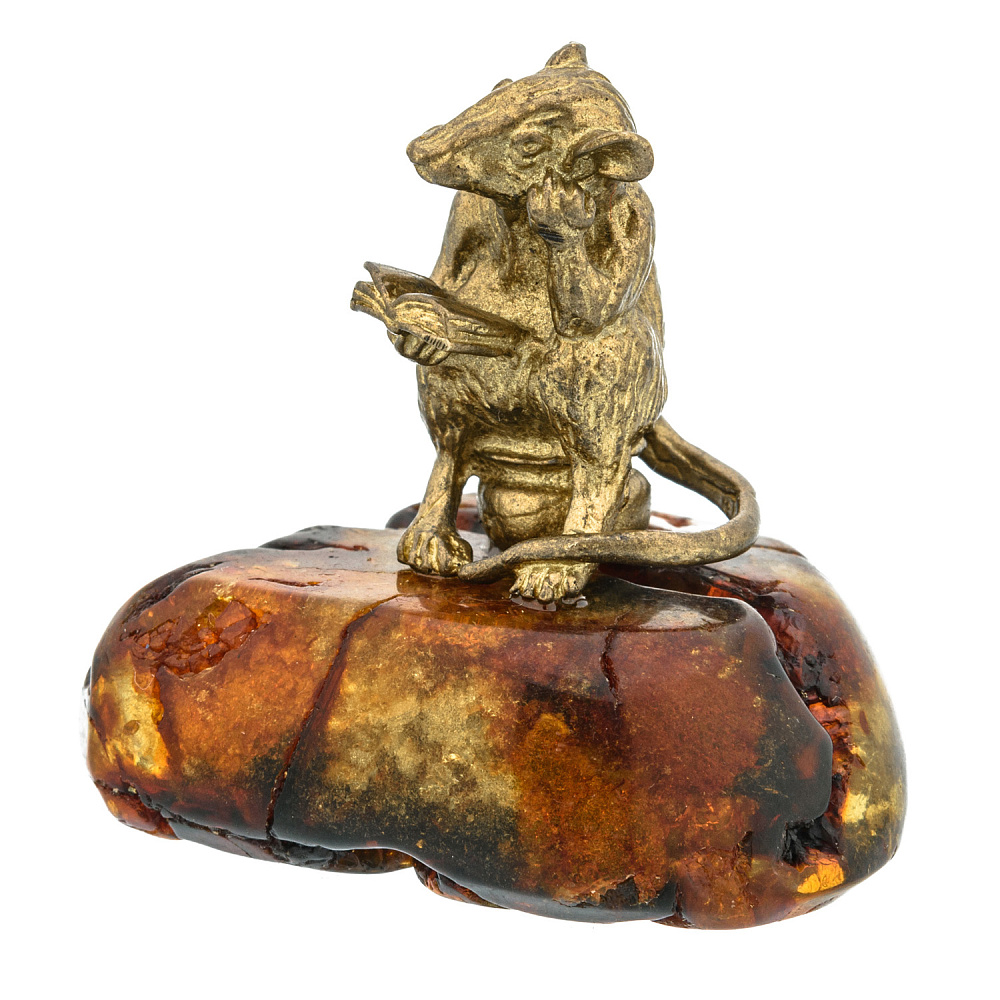 Статуэтка с янтарем «Крыса читает» - интернет магазин Русь Велика я фото 1