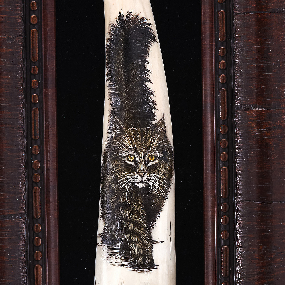 Панно из кости «Кот» 19,5 х 35,5 см - интернет магазин Русь Велика я фото 1