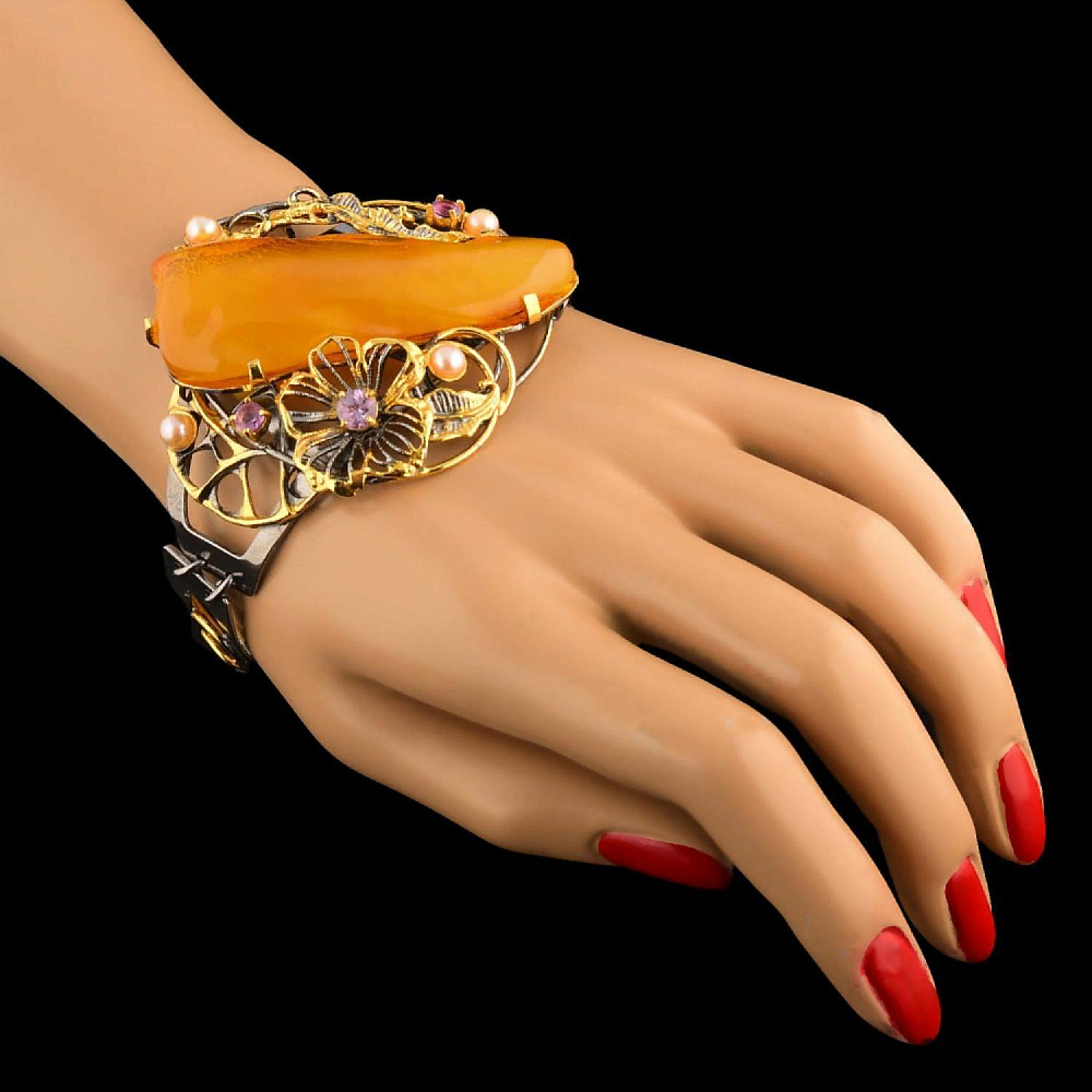 Браслет с янтарем 34,01 гр. Серебро 925* - интернет магазин Русь Велика я 