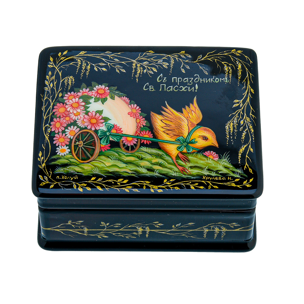 Шкатулка с художественной росписью «С праздником Святой Пасхи» - интернет магазин Русь Велика я 