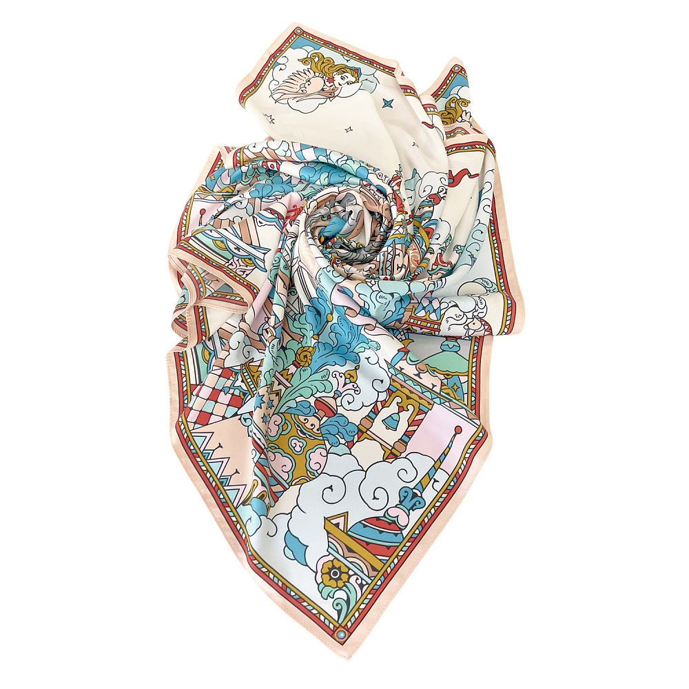 Платок шелковый «Сивка-бурка» 90х90 см - интернет магазин Русь Велика я фото 1