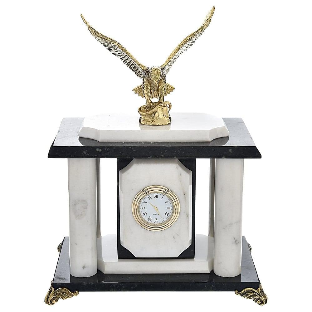 0044767/П Нат.камень Часы «Орел» Змеевик Мрамор бронза (7228) - интернет магазин Русь Велика я 