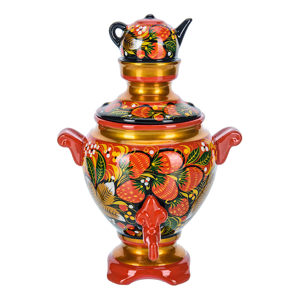 Сувенирный самовар-шкатулка «Ягоды». Хохлома - интернет магазин Русь Велика я 