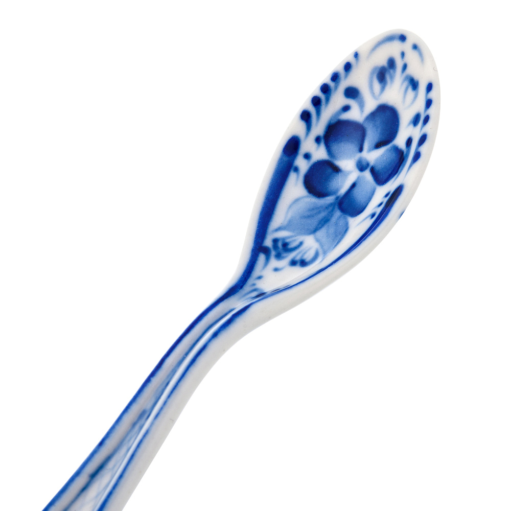 Ложка чайная «Утро» в кобальте. Гжель - интернет магазин Русь Велика я фото 1