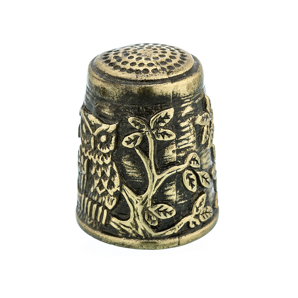 Бронзовый наперсток «Сова на ветке» - интернет магазин Русь Велика я фото 1