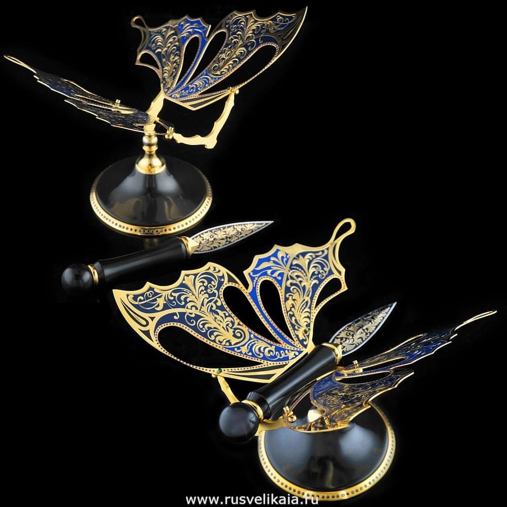 Нож для бумаг на подставке из долерита «Бабочка» - интернет магазин Русь Велика я фото 1