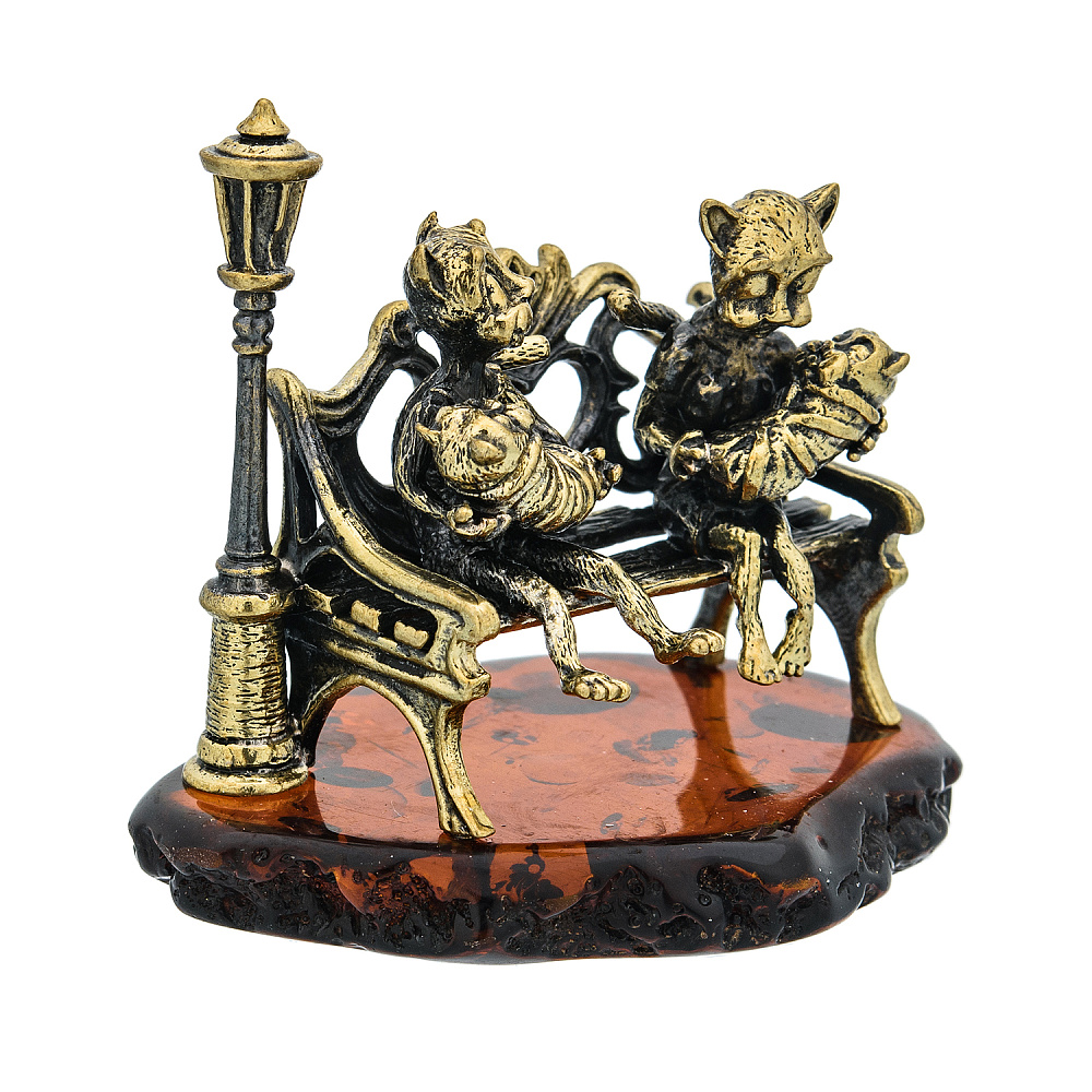 Статуэтка с янтарем «Коты - большая семья» - интернет магазин Русь Велика я фото 1