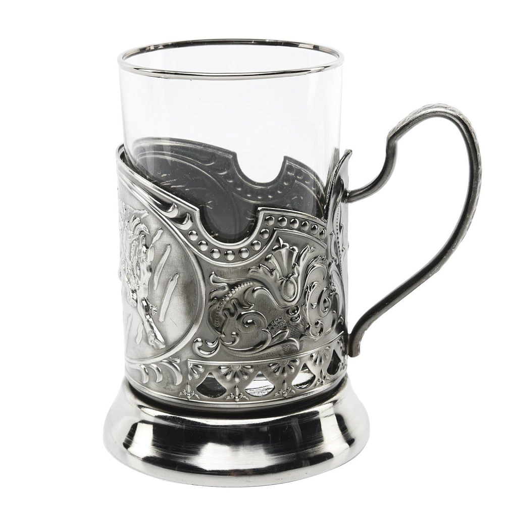 0033715-НИК Подстаканник никелированный «ТРОЙКА» - интернет магазин Русь Велика я фото 1