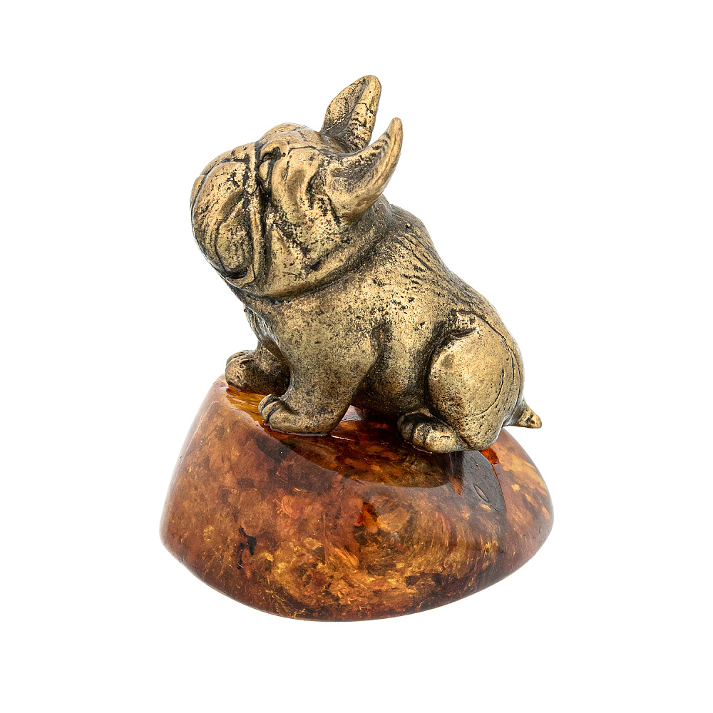 Статуэтка с янтарем «Собака французский бульдог» - интернет магазин Русь Велика я фото 1