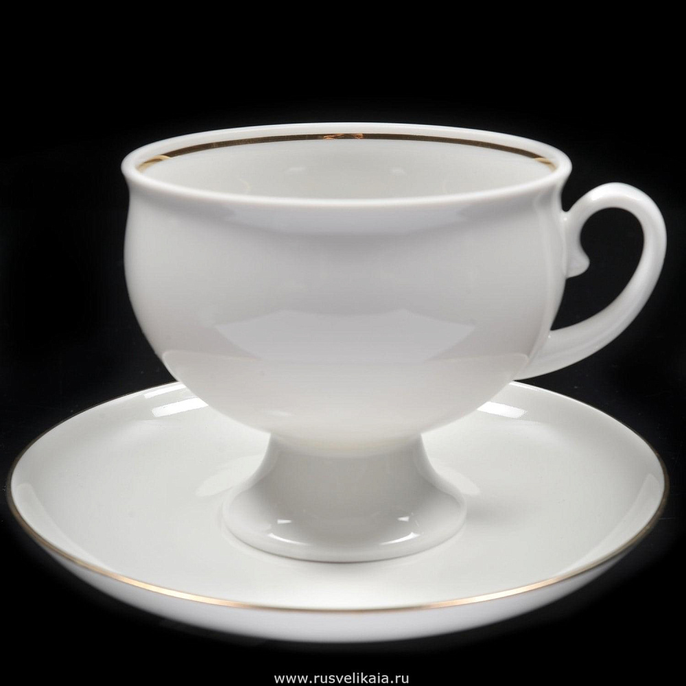 Чайная пара «Золотая лента» форма «Классическая» ИФЗ - интернет магазин Русь Велика я 