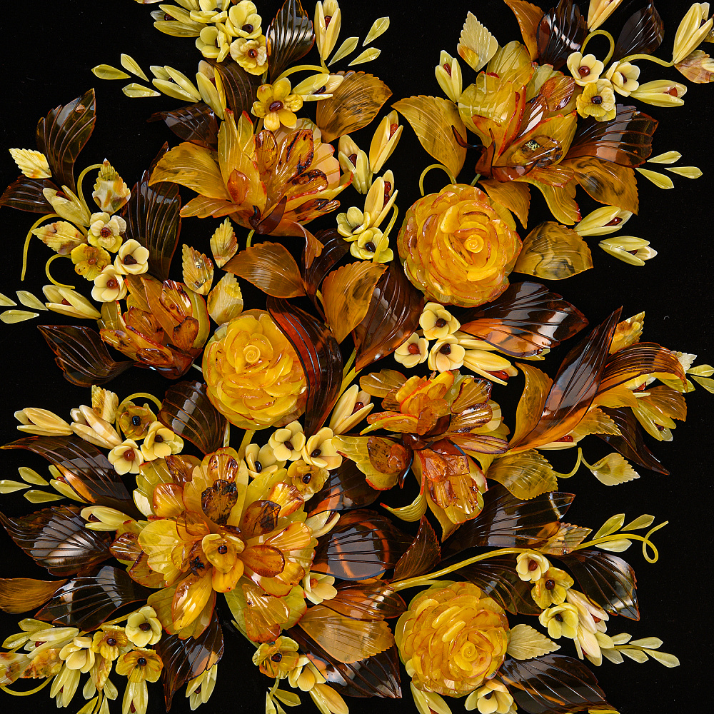 Картина янтарная «Цветы» 50х50 см - интернет магазин Русь Велика я фото 1