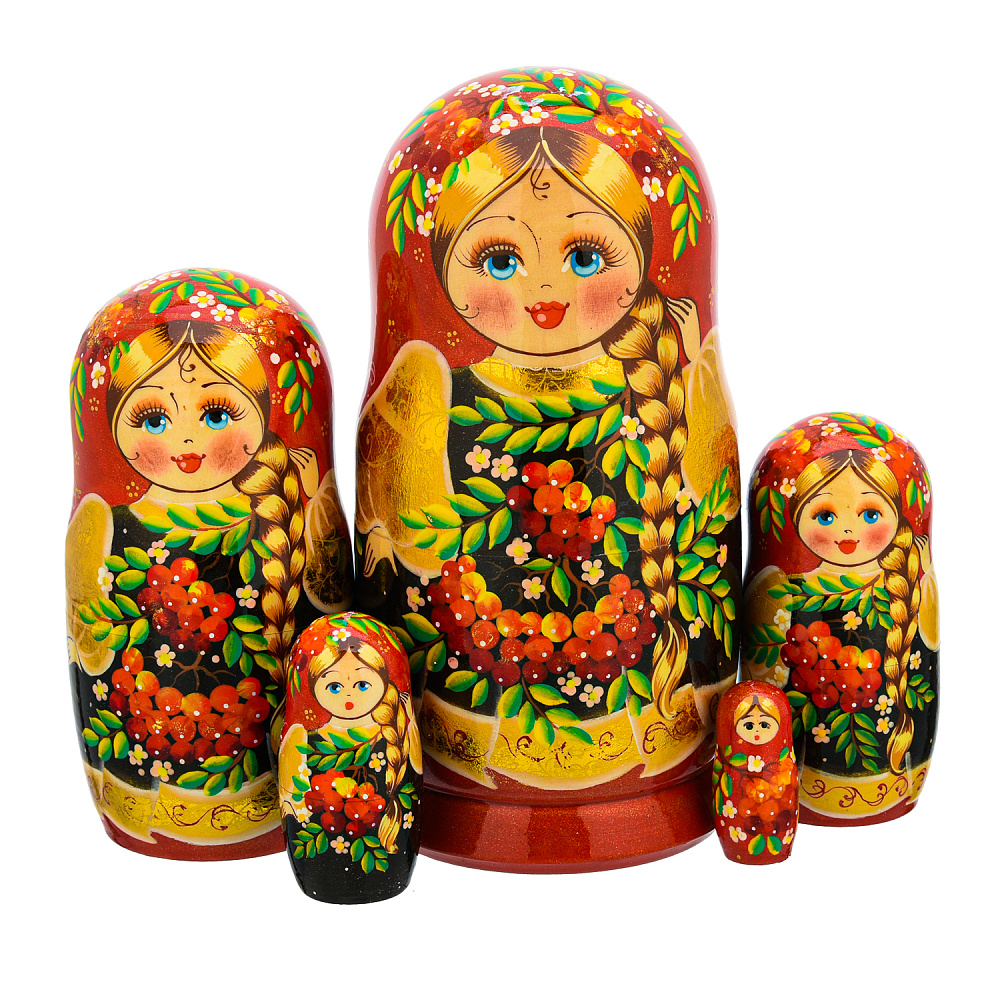 Матрешка «Рябинка» 5 мест - интернет магазин Русь Велика я 