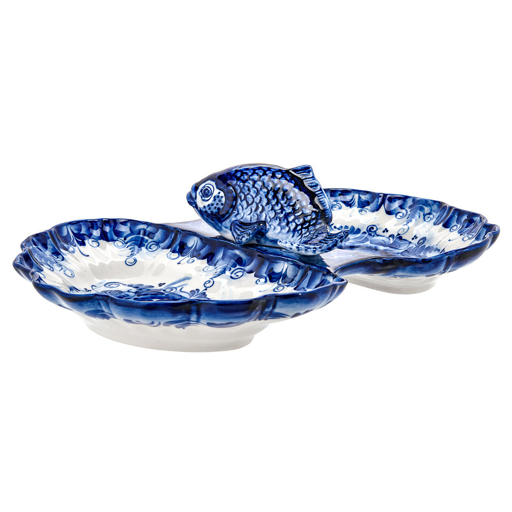 Менажница «Рыбка». Гжель - интернет магазин Русь Велика я фото 1