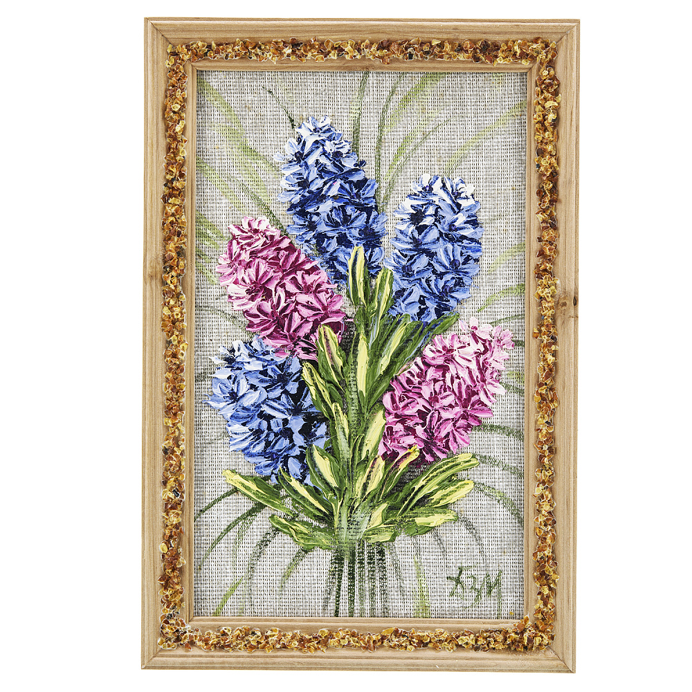 Панно в янтарной раме «Букет цветов» 27х18 см - интернет магазин Русь Велика я 