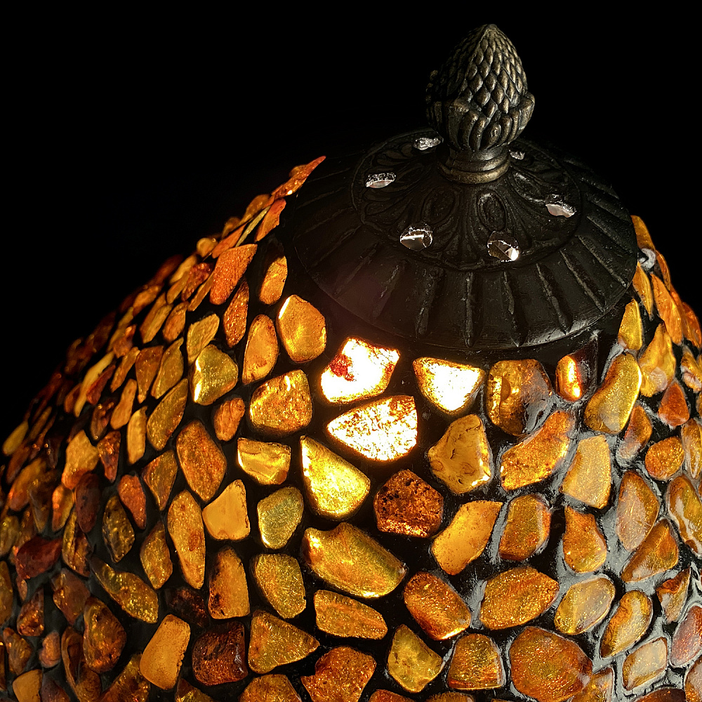 Комплект из двух настольных ламп из янтаря и бронзы «Зонтик» - интернет магазин Русь Велика я фото 3