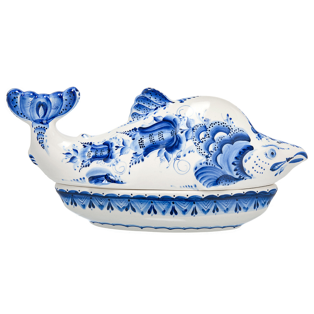 Икорница «Горбуша». Гжель - интернет магазин Русь Велика я фото 1