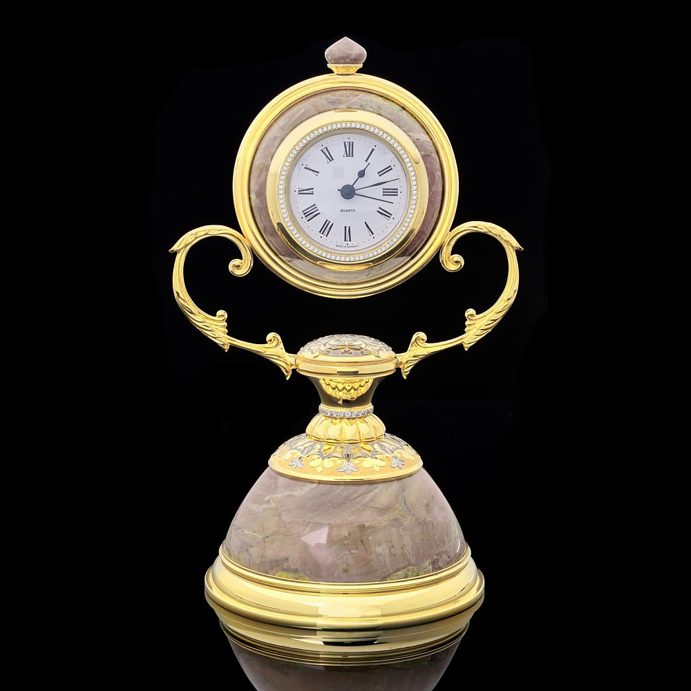 Часы каминные из яшмы и бронзы с двумя 3-х рожковыми канделябрами. Златоуст - интернет магазин Русь Велика я фото 1