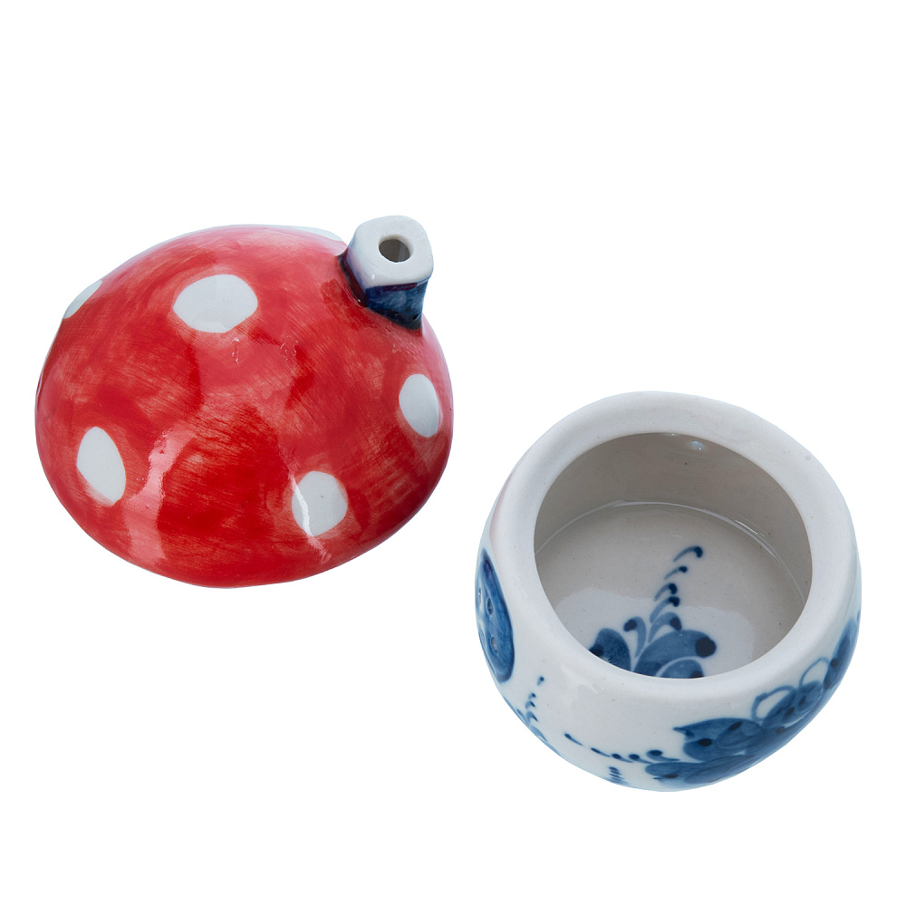 Подсвечник «Гриб». Гжель в кобальте и цвете - интернет магазин Русь Велика я фото 1