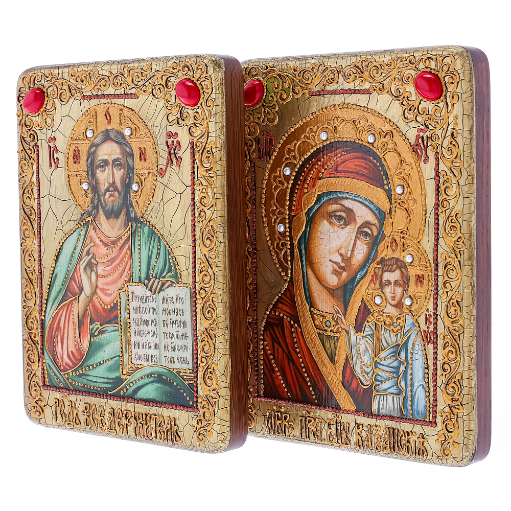 Венчальная пара икон «Божья Матерь Казанская и Вседержитель» - интернет магазин Русь Велика я фото 6
