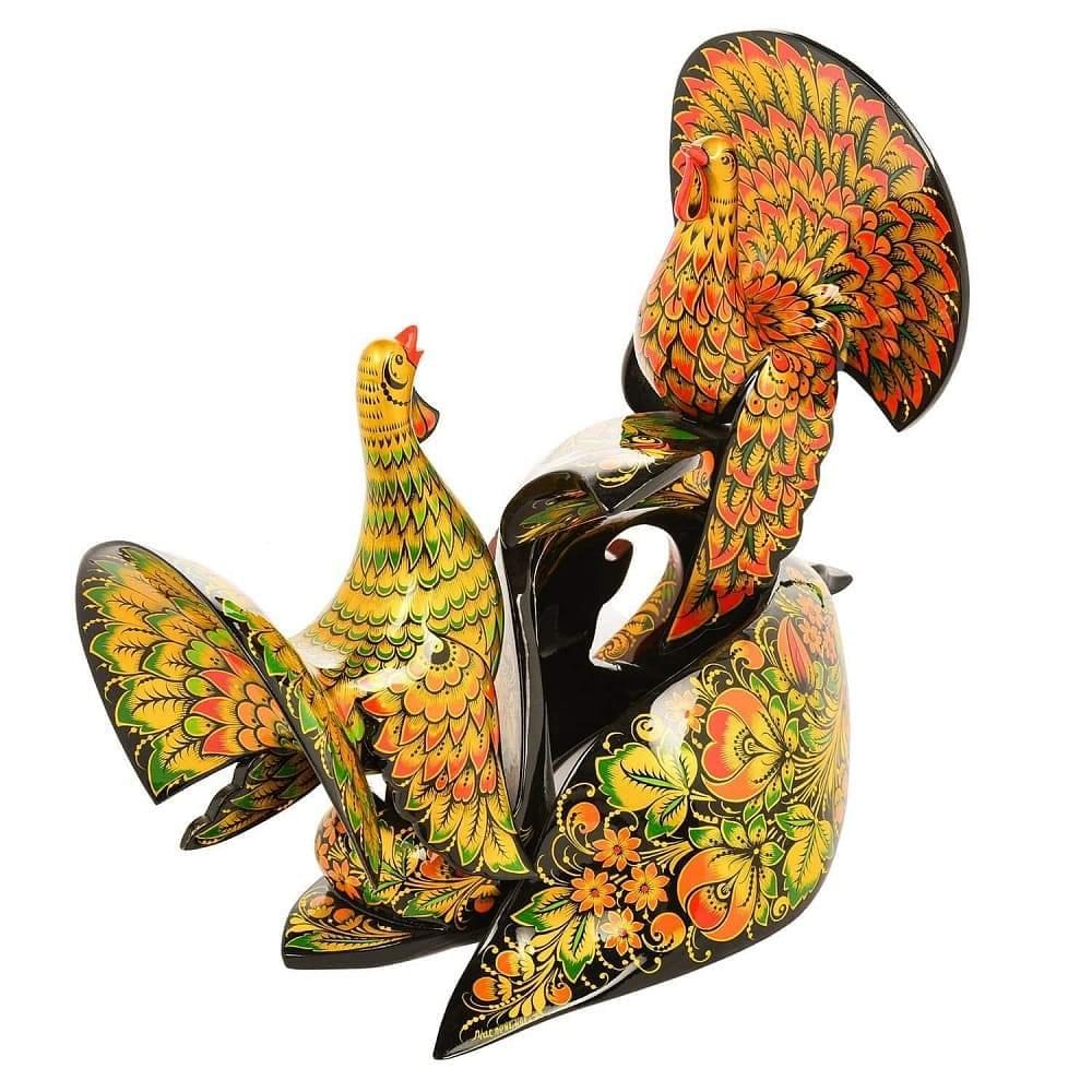 Часы настольные деревянные «Глухари». Хохлома - интернет магазин Русь Велика я фото 5