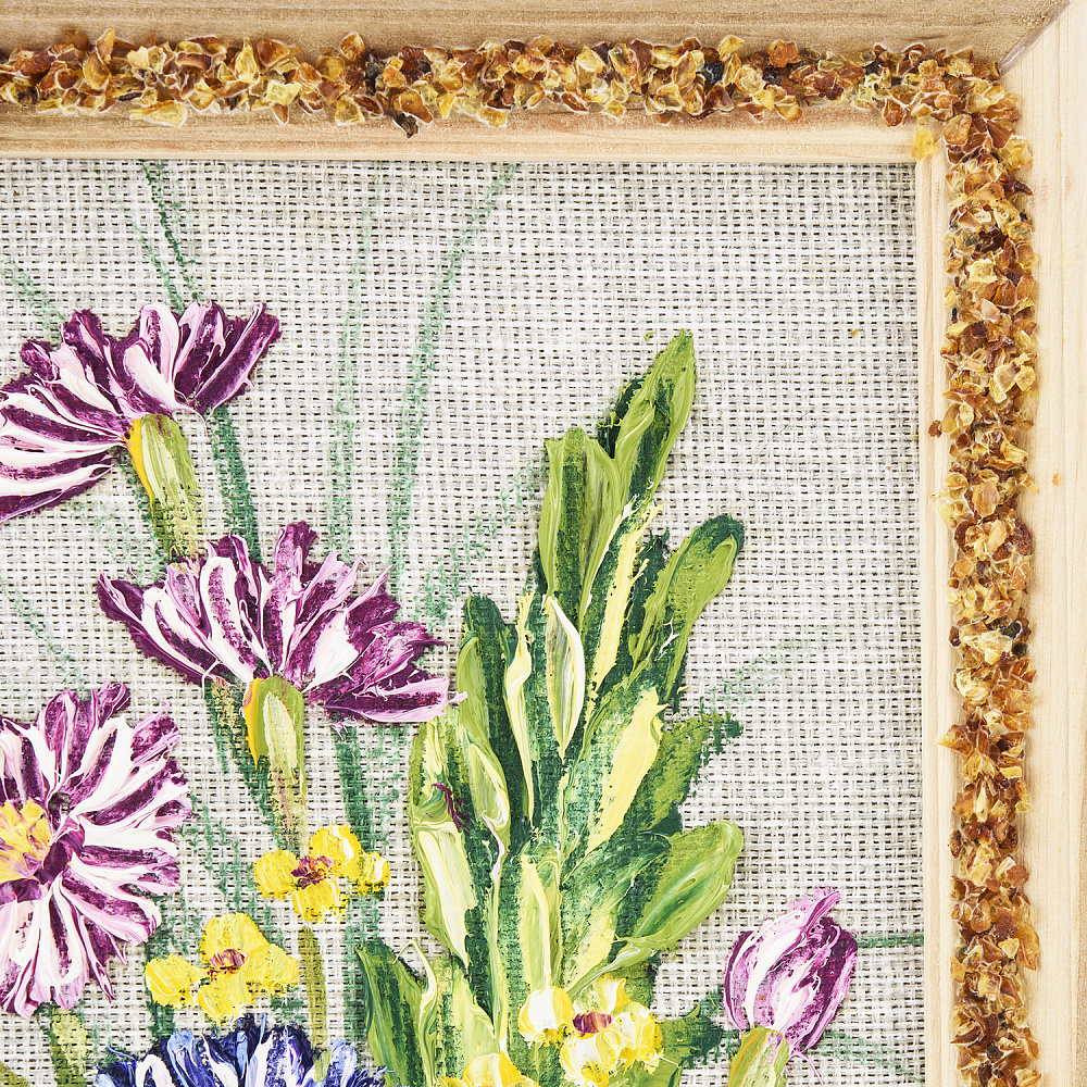 Панно в янтарной раме «Букет цветов» 27х18 см - интернет магазин Русь Велика я фото 2