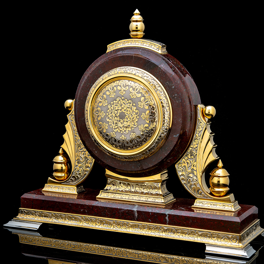 Часы настольные из камня с позолотой. Златоуст - интернет магазин Русь Велика я фото 4