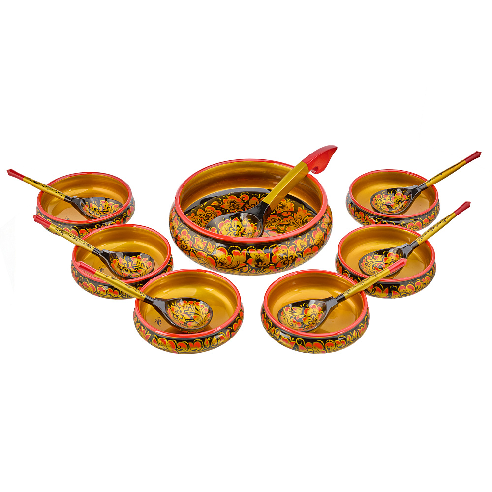 Набор для салата на 6 персон. Хохлома - интернет магазин Русь Велика я 