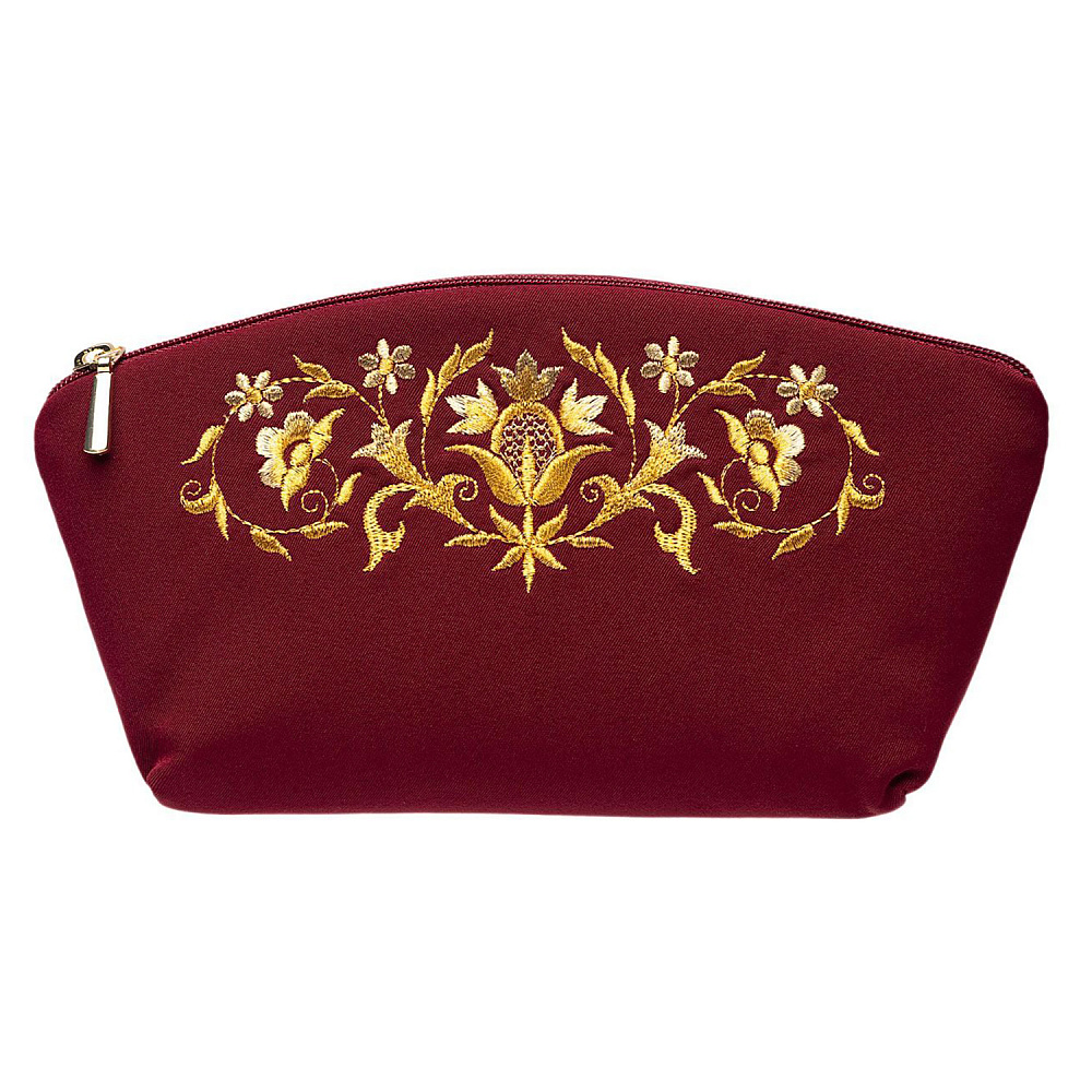 Косметичка «Букет весны». Бордовая с вышивкой - интернет магазин Русь Велика я фото 1