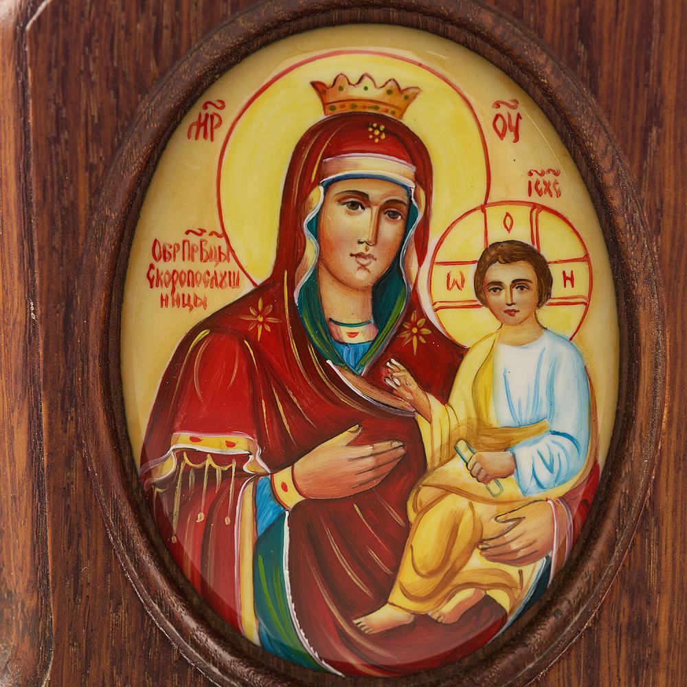 Икона «Божья Матерь Скоропослушница». Ростовская финифть 10,5х13,5 см - интернет магазин Русь Велика я фото 2