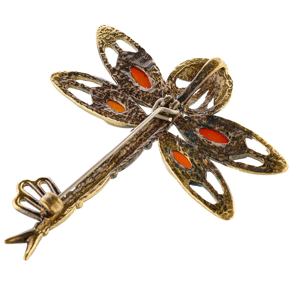 Брошь с янтарем «Ключик. Стрекоза» - интернет магазин Русь Велика я фото 1