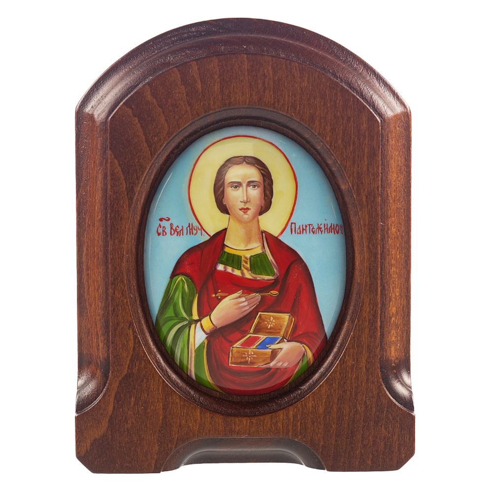 Икона «Святой Пантелеймон». Ростовская финифть 10,5х13,5 см - интернет магазин Русь Велика я 