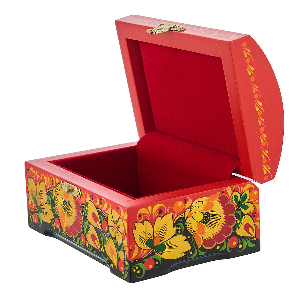 Деревянная шкатулка-сундучок «Цветы». Хохлома - интернет магазин Русь Велика я фото 2