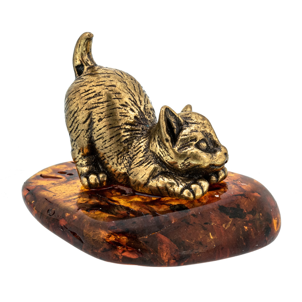 Статуэтка с янтарем «Игривый котенок» - интернет магазин Русь Велика я фото 3