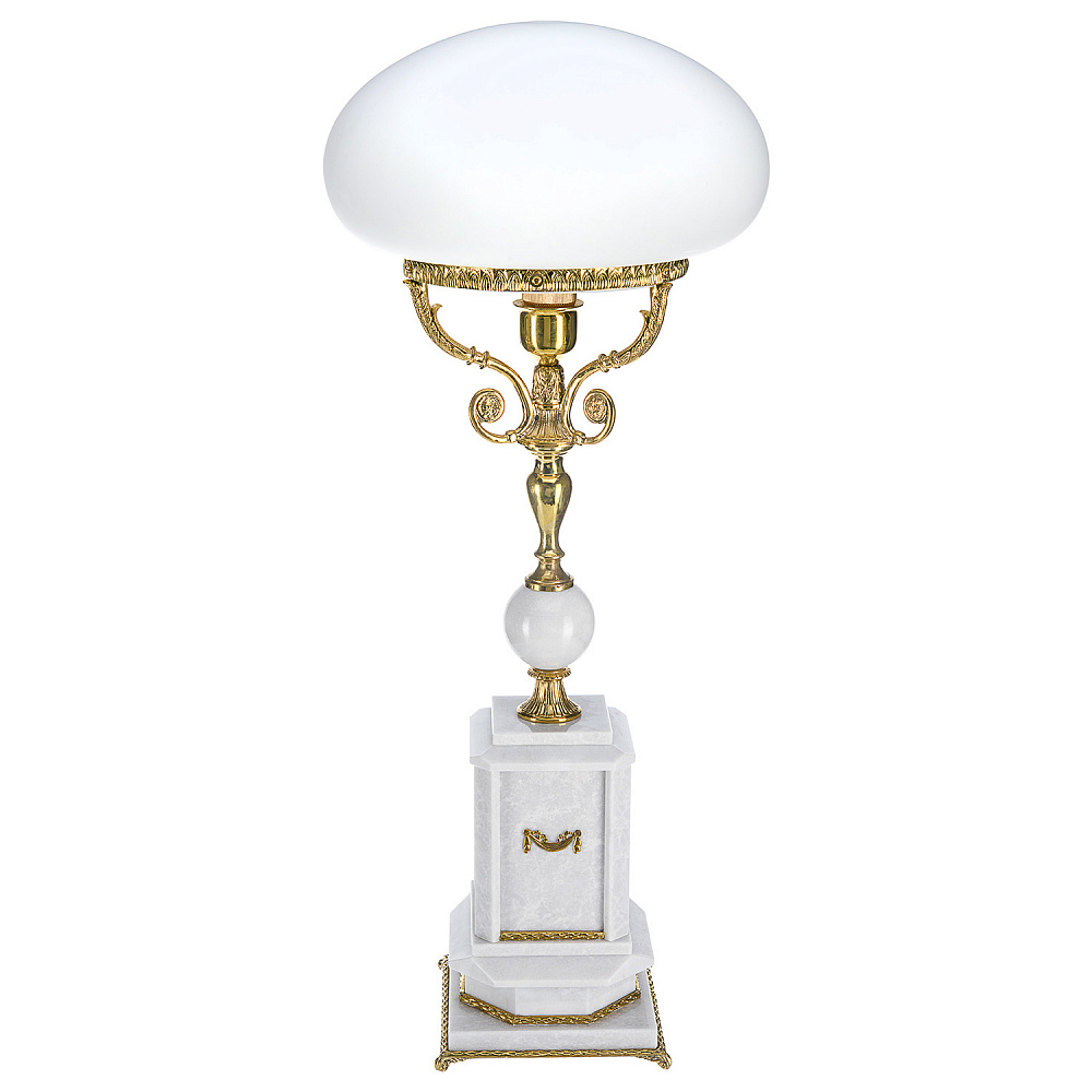 Настольная лампа из натурального камня. Белый мрамор - интернет магазин Русь Велика я 