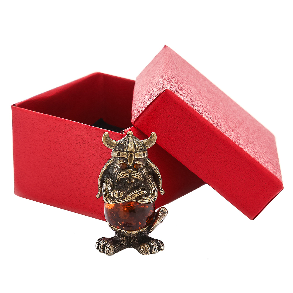 Бронзовая статуэтка с янтарем «Кролик викинг» - интернет магазин Русь Велика я фото 5