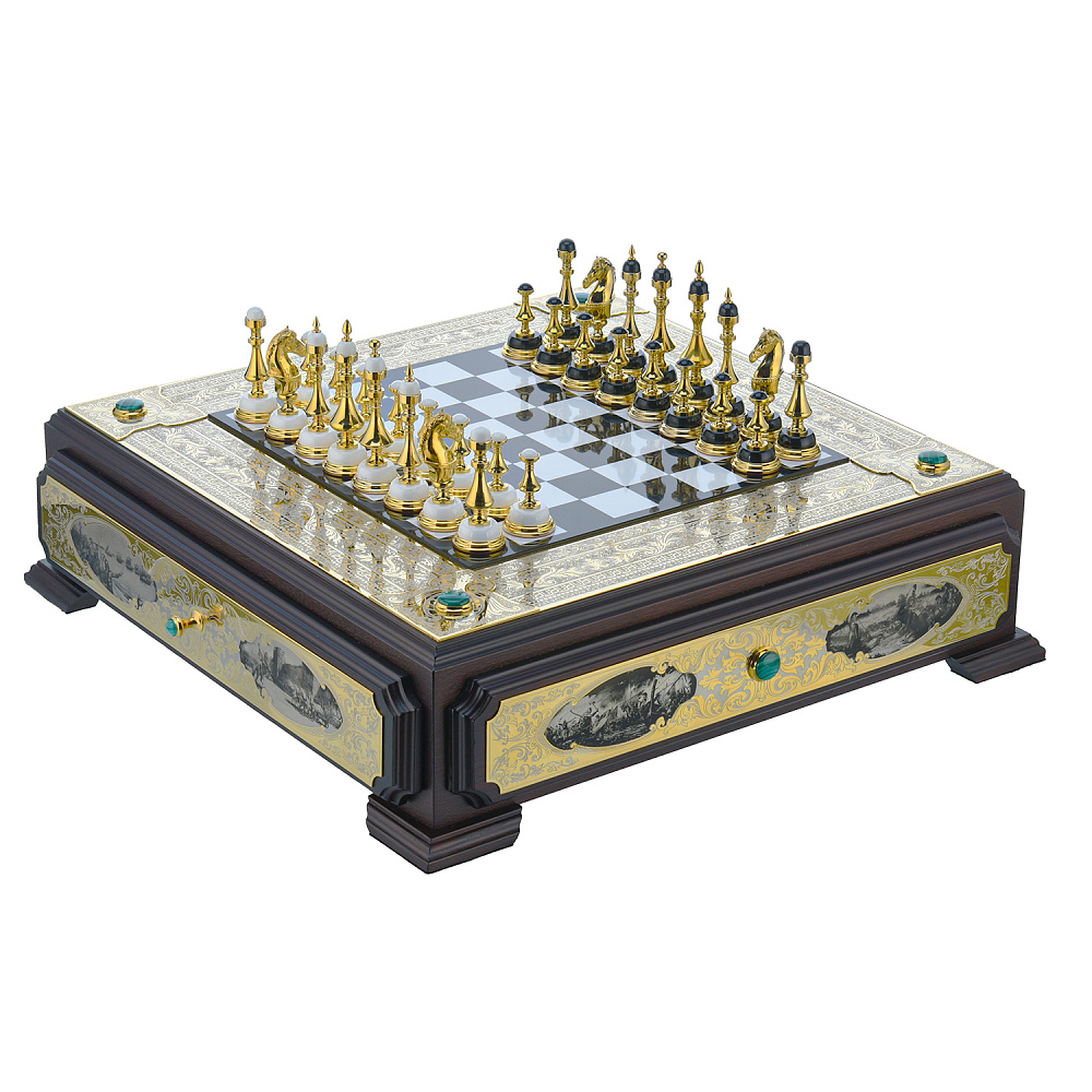 Шахматный ларец «Баталия» 53х53 см. Златоуст - интернет магазин Русь Велика я 