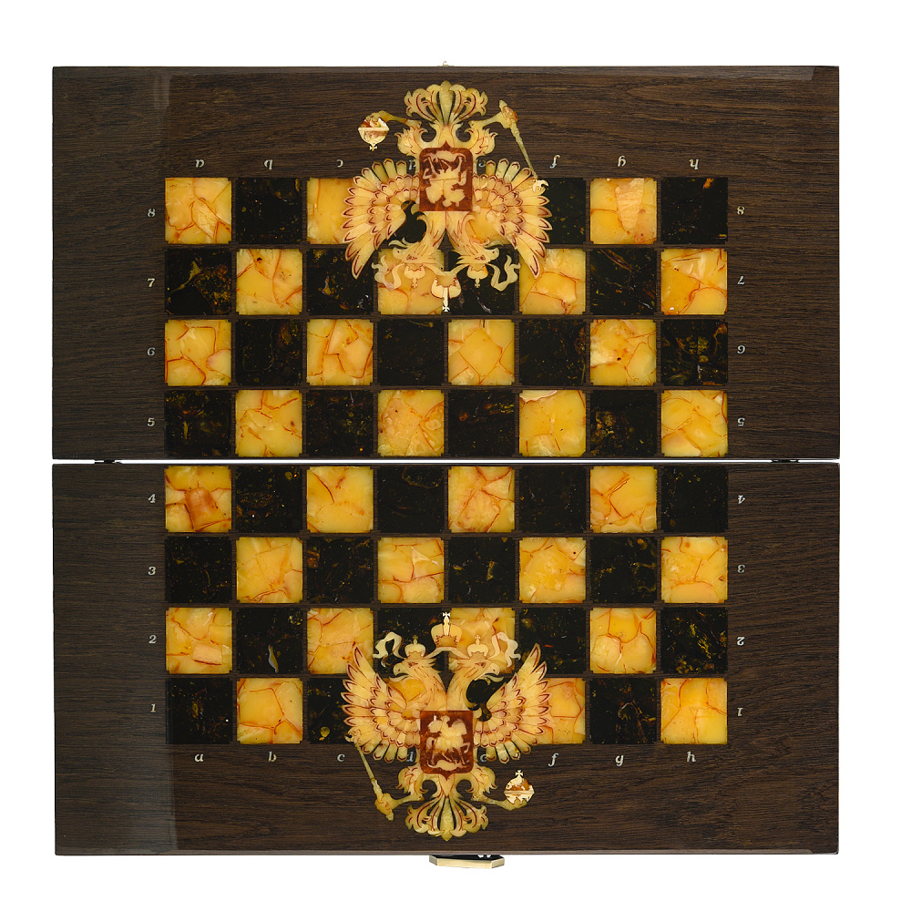 Шахматы с янтарными фигурами «Герб РФ» 56х56 см - интернет магазин Русь Велика я фото 8