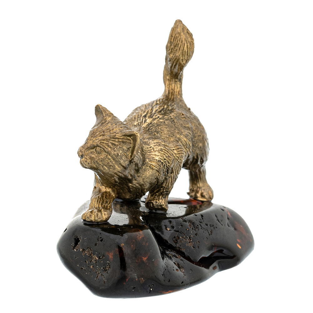 Статуэтка с янтарем «Кот охотник» - интернет магазин Русь Велика я фото 4