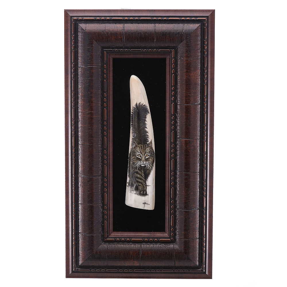 Панно из кости «Кот» 19,5 х 35,5 см - интернет магазин Русь Велика я 