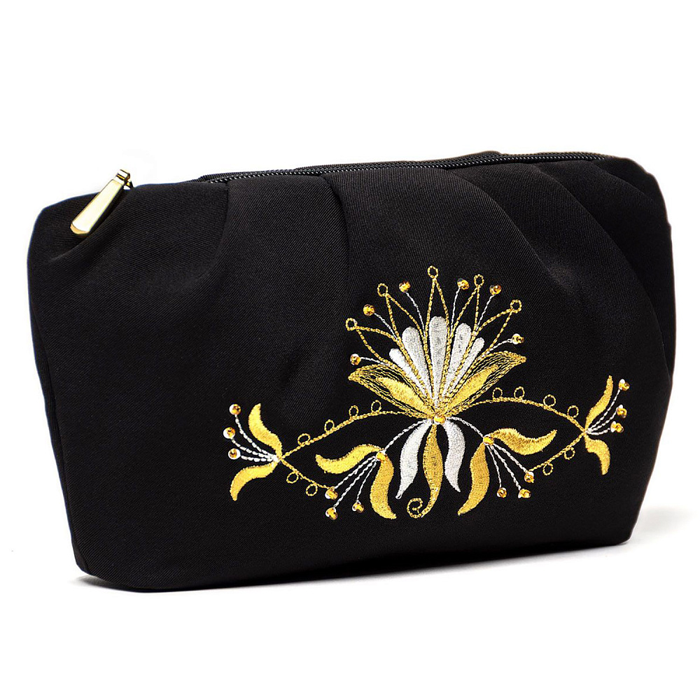 Косметичка «Аида». Черная с вышивкой - интернет магазин Русь Велика я 