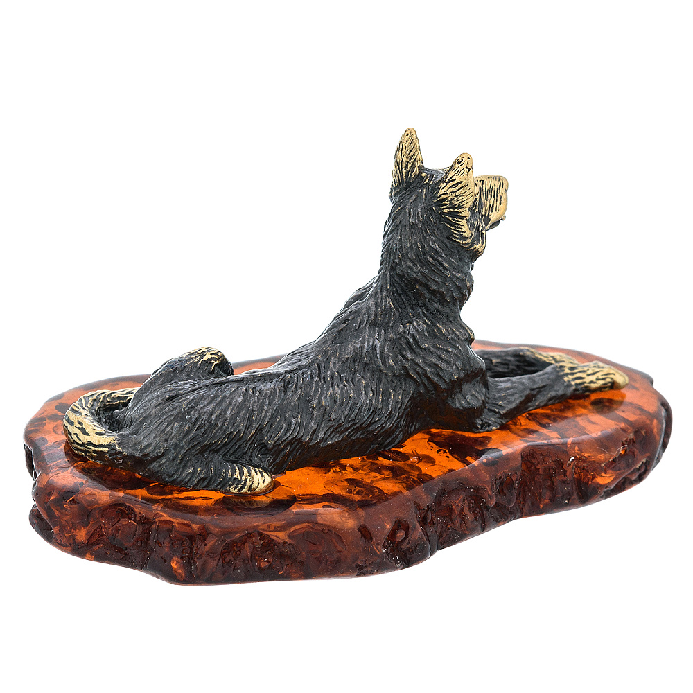 Статуэтка с янтарем «Собака Овчарка» - интернет магазин Русь Велика я фото 3