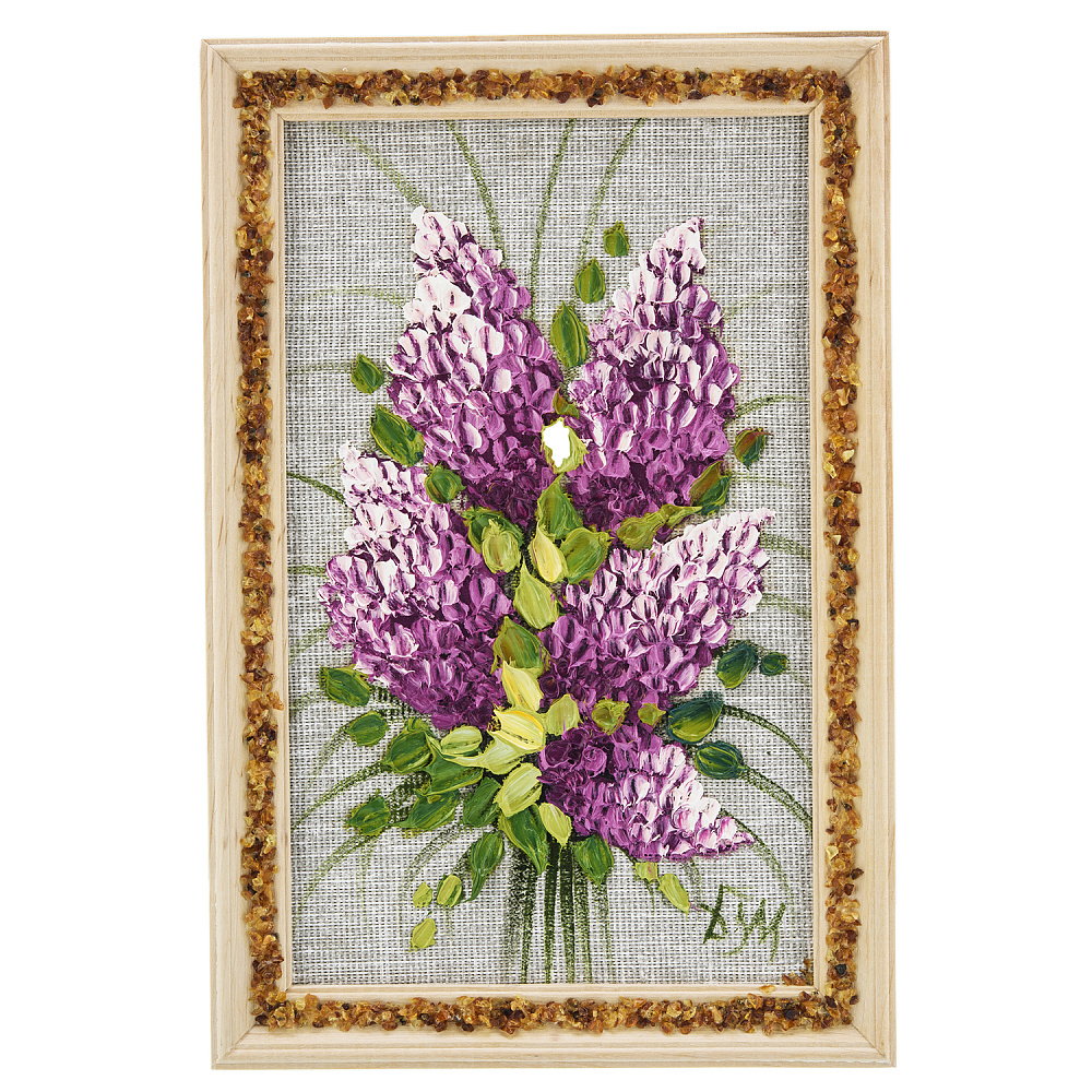 Панно в янтарной раме «Букет цветов» 27х18 см - интернет магазин Русь Велика я 