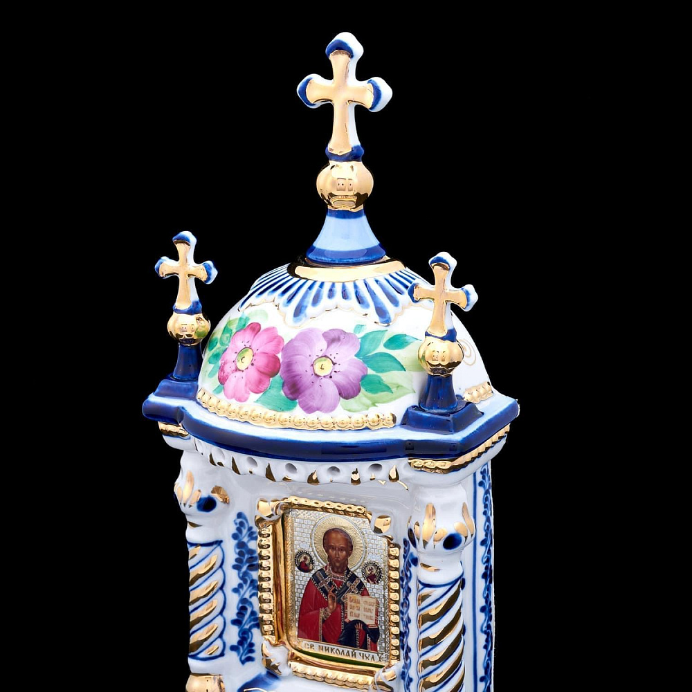 Киот настольный «Николай Чудотворец» Гжель - интернет магазин Русь Велика я фото 5