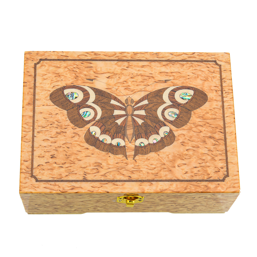 Шкатулка из карельской березы «Бабочка» - интернет магазин Русь Велика я 