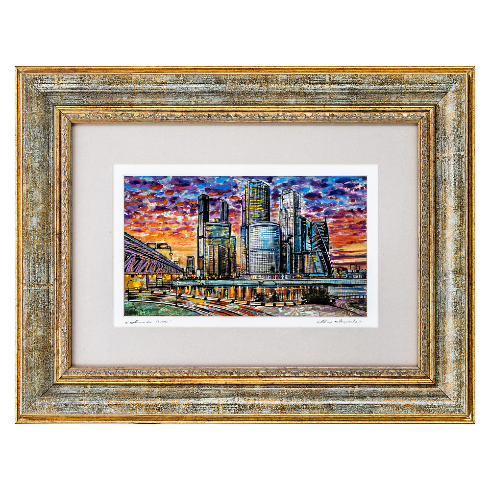 Картина на перламутре «Москва Сити» 33х40 см - интернет магазин Русь Велика я 