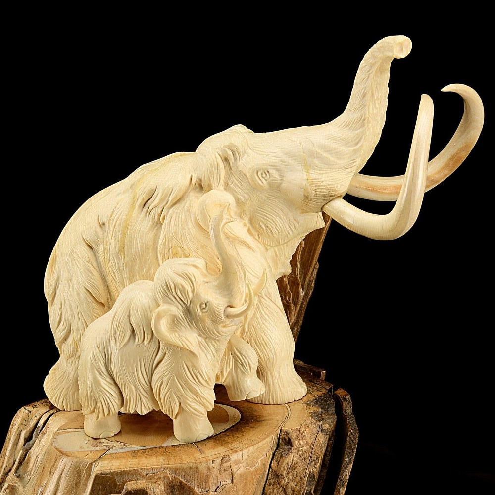 Композиция из бивня мамонта «Мамонты» на скале - интернет магазин Русь Велика я фото 3