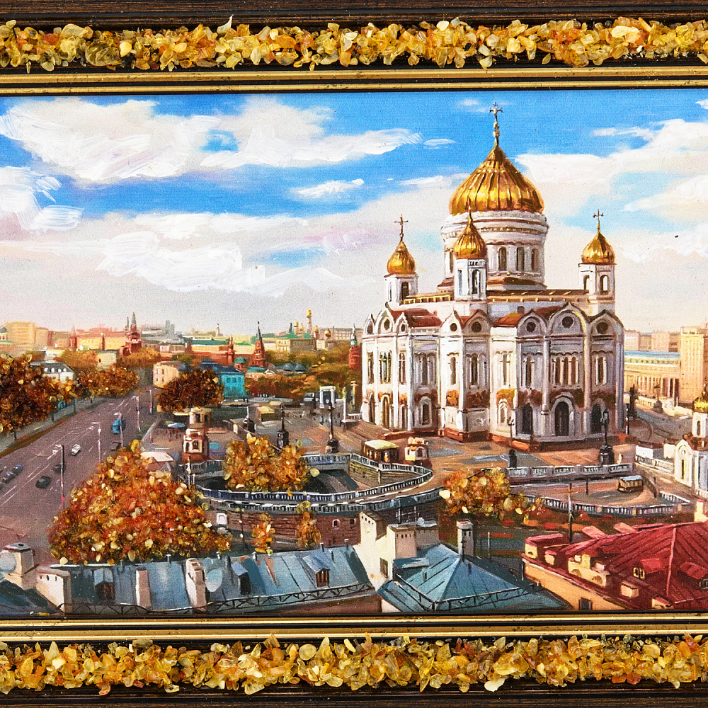 Картина янтарная «Храм Христа Спасителя» 24х15 см - интернет магазин Русь Велика я фото 2